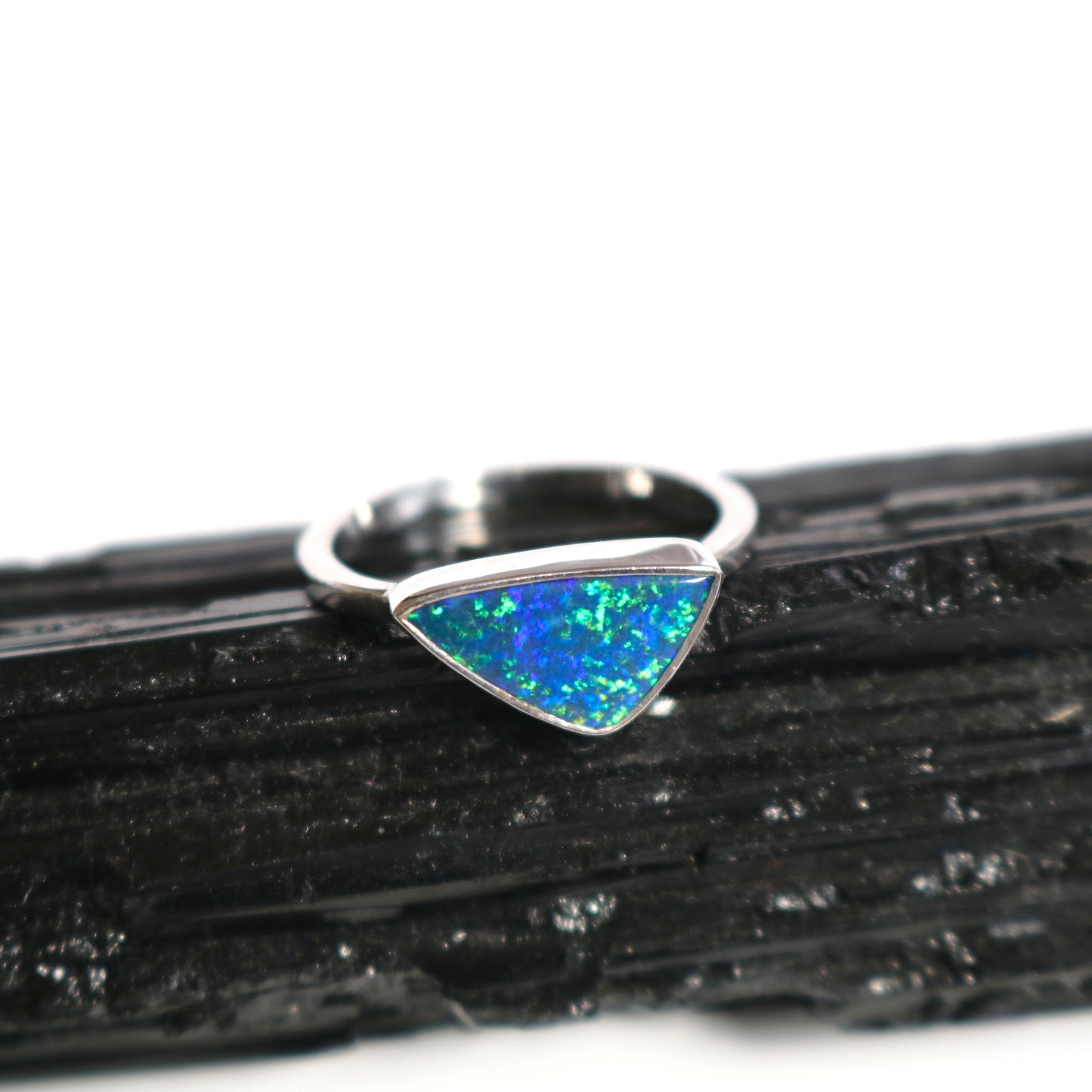 Doublet Opal Triangle Ring