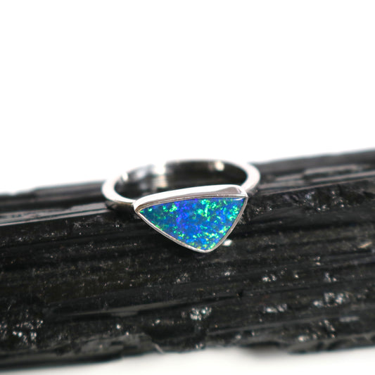 Doublet Opal Triangle Ring