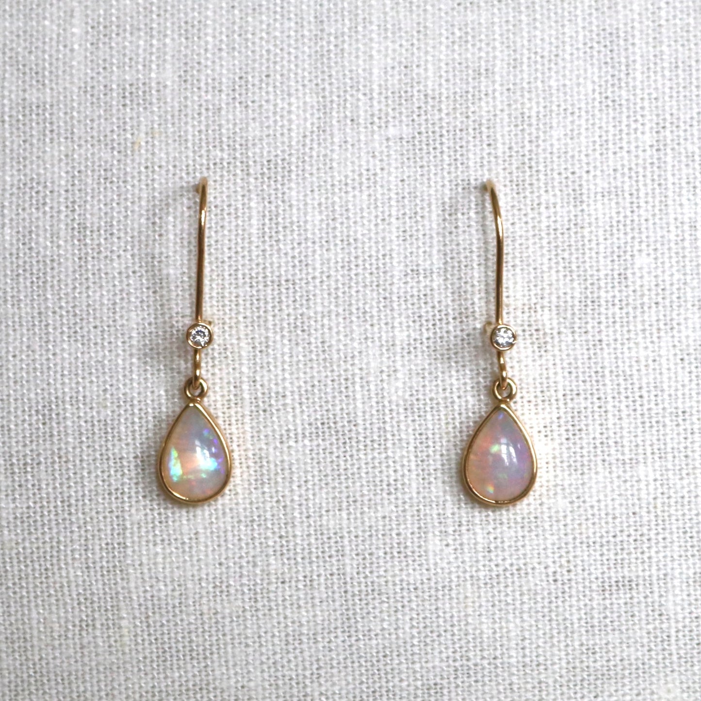 Diamond and Opal Hooked Earrings