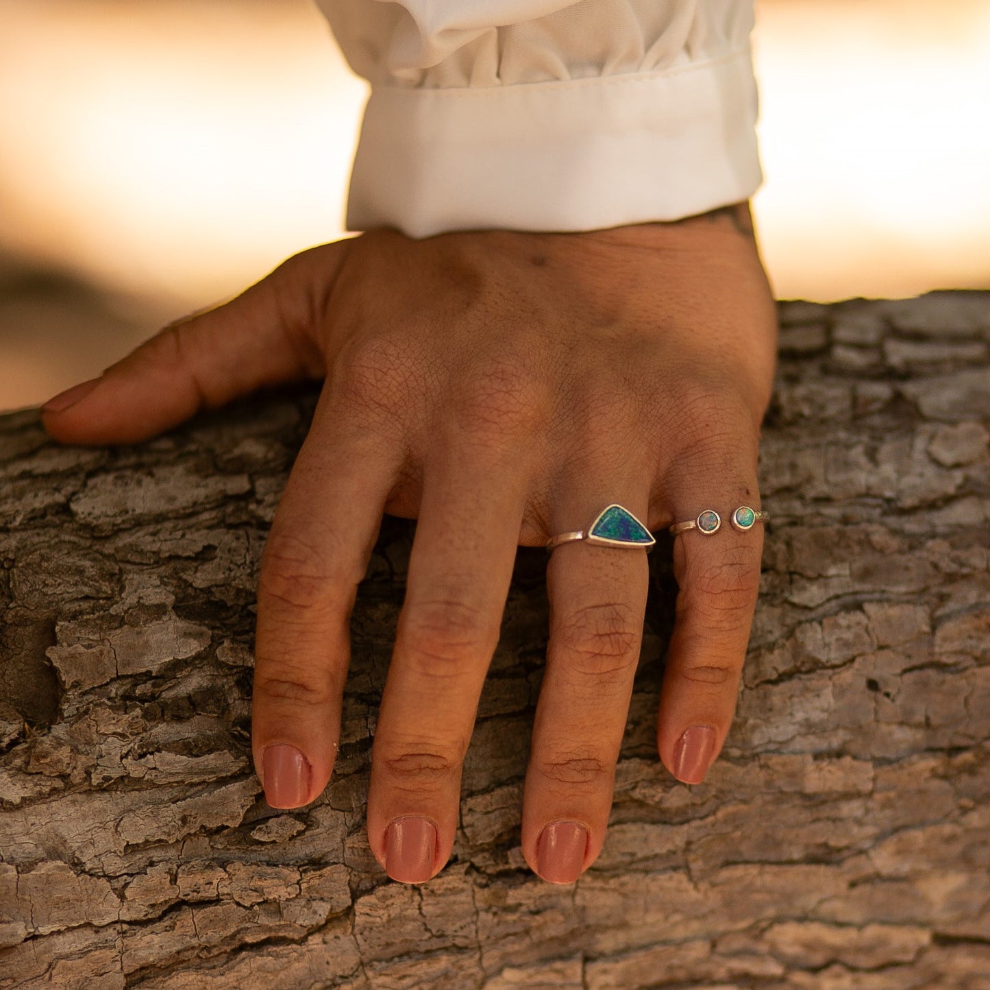 Doublet Opal Triangle Ring
