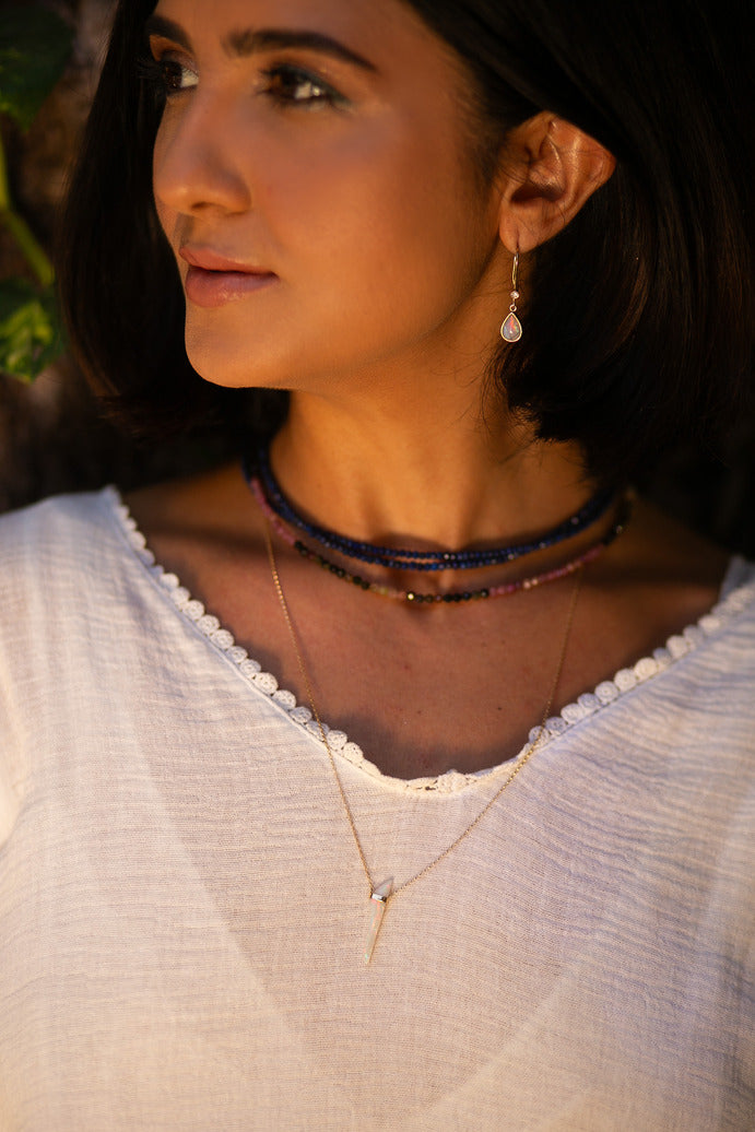 Diamond and Opal Hooked Earrings