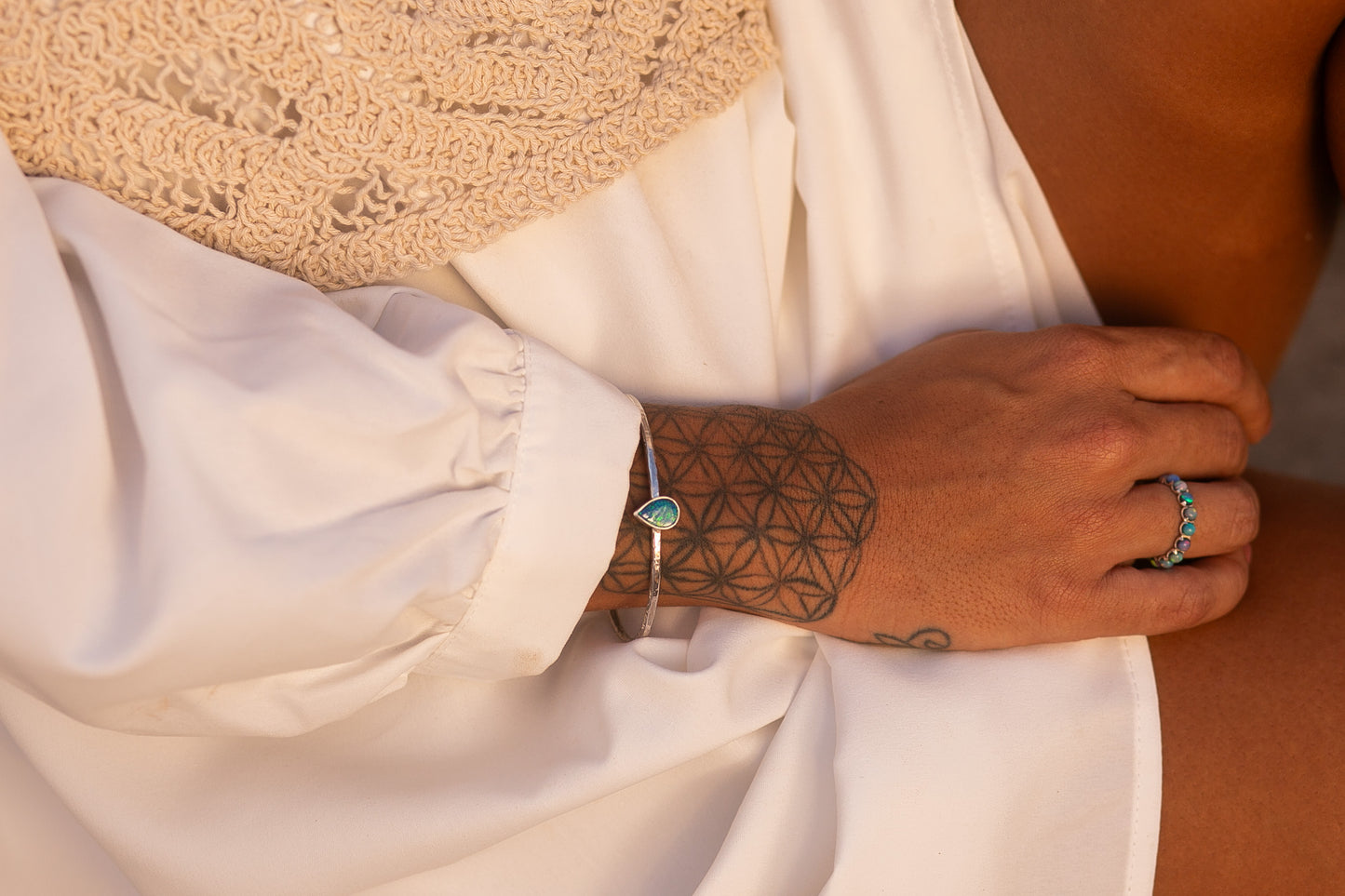 Doublet Opal Teardrop Bangle