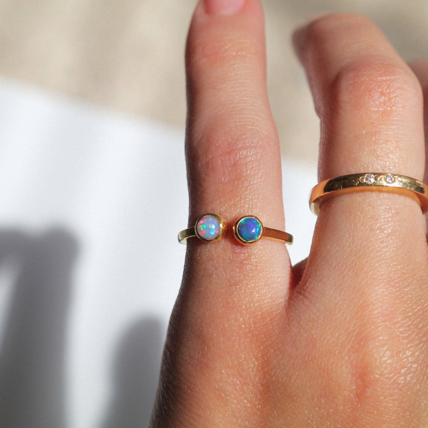 Doublet Opal Pinky Ring