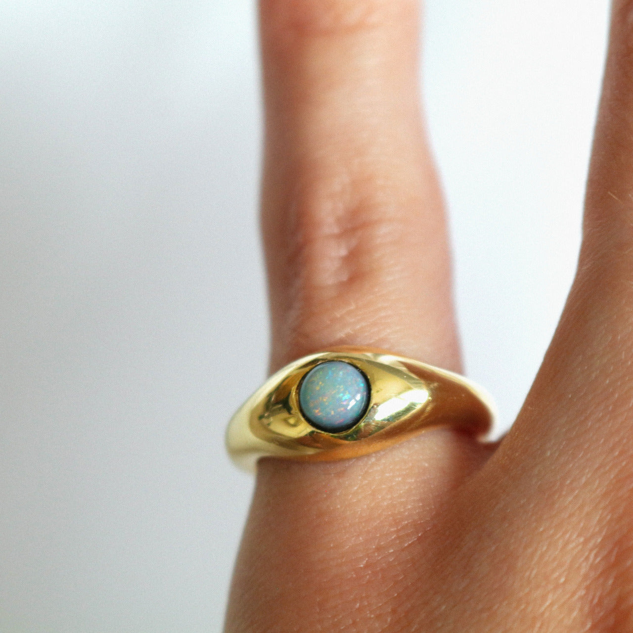 Doublet Opal Dome Pinky Ring