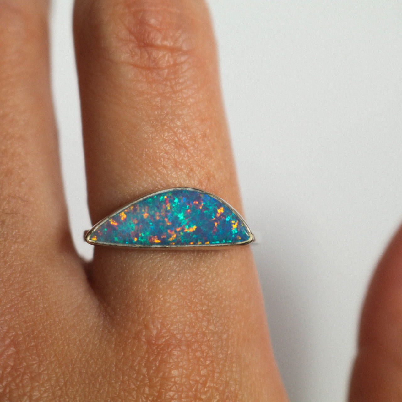 Free Form Doublet Opal Ring