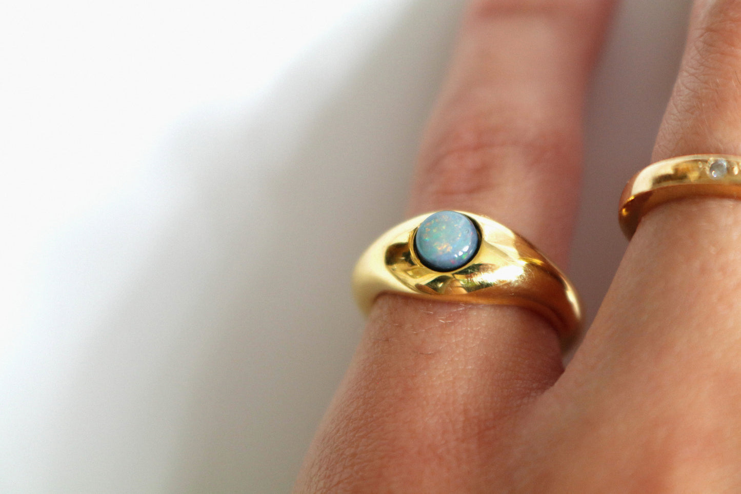Doublet Opal Dome Pinky Ring